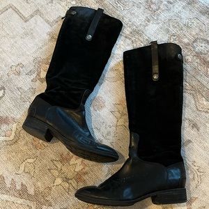Sam Edelman Black Velvet & Leather Penny Riding Boots Size 10